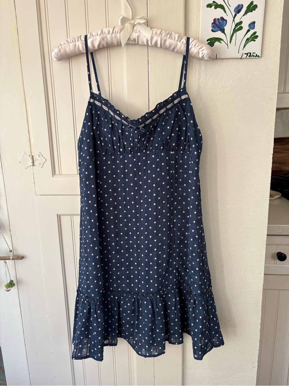 Navy Polka Dot Slip Dress